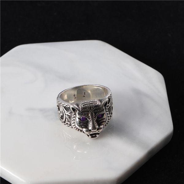 

ladies fashion jewelry silver dominee tiger head hip hop personality ring for men and women