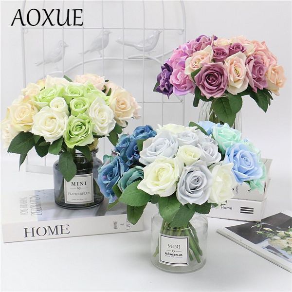 

artificial flower bouquets 7 heads rose silk holiday party home christmas decoration living room fake wedding bouquet decorative flowers & w