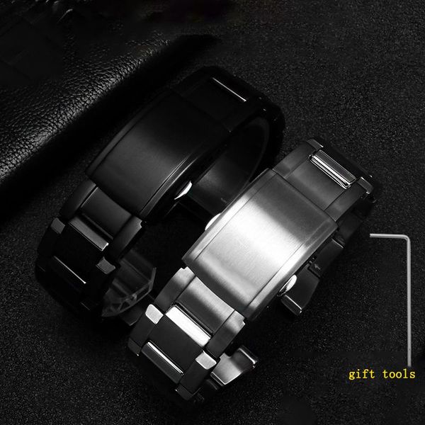 

watch bands fine steel notch 26 * 13mm for gst-w300 / 400g b100 s310 men's with butterfly double buttons, Black;brown