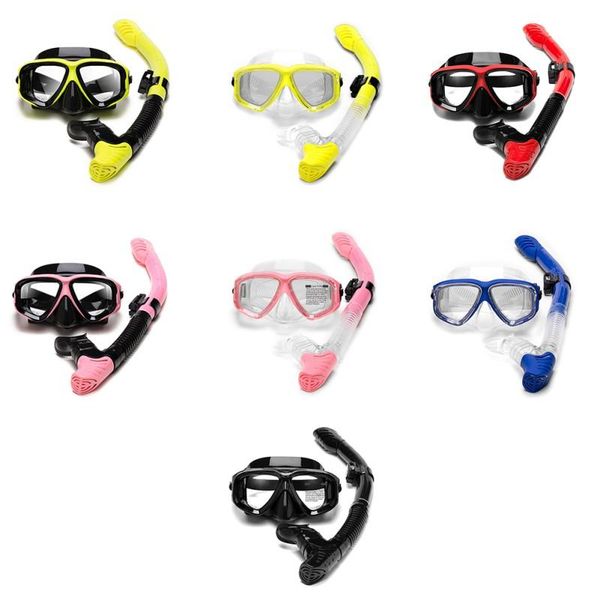 

tempered glass silicone submersible durable scratch resistance non-slip slatle mirror breathing tube set diving masks