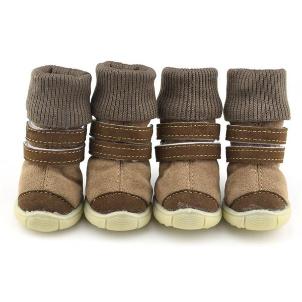 

dog apparel 4pcs/lot four package fashion trend suede snow boots warm three-in-one high to help pet shoes winter paragraph