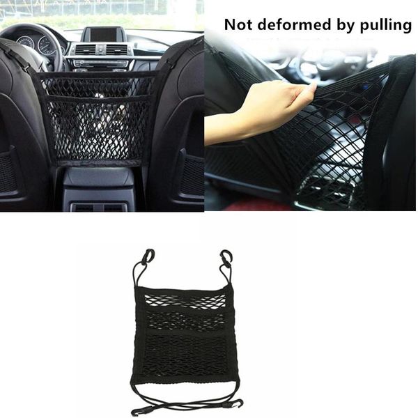 

car organizer strong elastic mesh net bag trunk auto three layers seat back storage child safety interception pocket