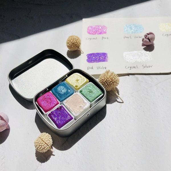 

gift sets germany diamond pearlescent watercolor painting glitter paint manicure travel set metallic water colour mica powder pigment