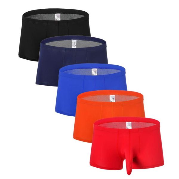 

underpants men boxer short ice silk gay underwear pure color boxershort briefs ropa interior hombre 5 pcs/ lot, Black;white