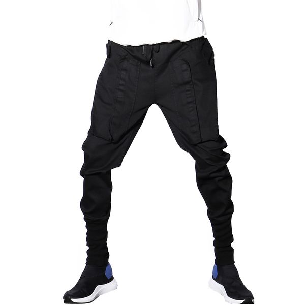 

pants latest multi pocket mode sweatpants hip hop streetwear abz209 tape basculator male blob transport, Black