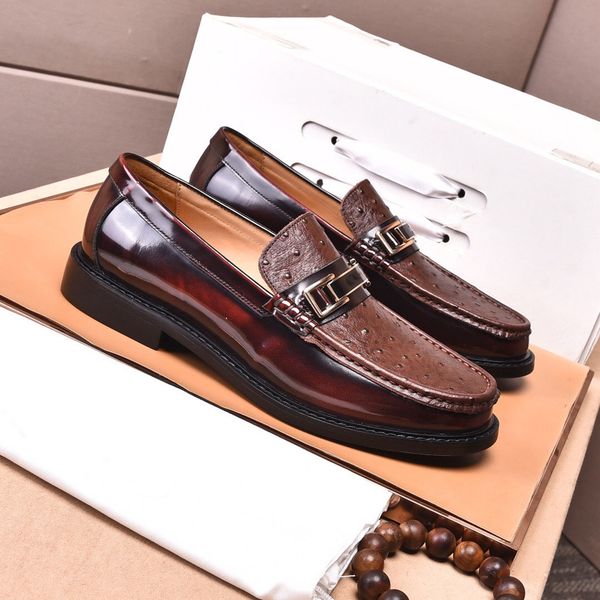

men slip on dress shoes breathable handmade flats fashion genuine leather loafers brand party shoes size 38-44, Black