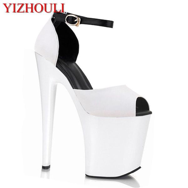 

high heel shoes woman sandals rhinestone platform pumps high-heeled 20cm summer women fashion party prom, Black