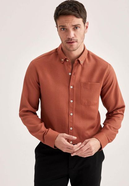 

defacto spring man shirts slim fit long sleeve pocket shirt woven -t2066az21sp men's casual, White;black