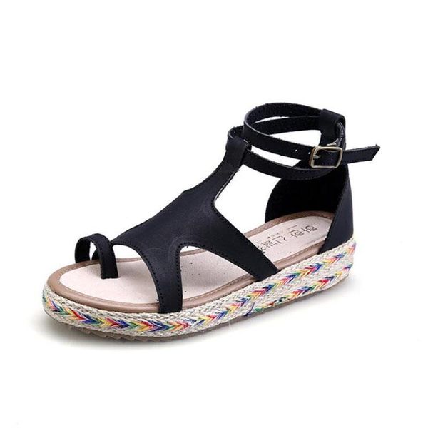 

sandals women plus size wedges shoes for high heels summer flip flop chaussures femme platform, Black