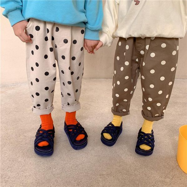

trousers koodykids autunm kids boys girls polka dot brown pants children cotton casual spring 2-7 years, Blue