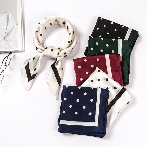 

scarves silk scarf satin bandana women square wrap retro polka dot print hair ladies handkerchief fashion accessories gift, Blue;gray