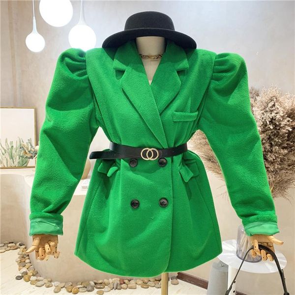 

women's suits & blazers [ewq] streetwear plush suit coat women 2021 autumn and winter korean version slim fashion high-quality blazer j, White;black