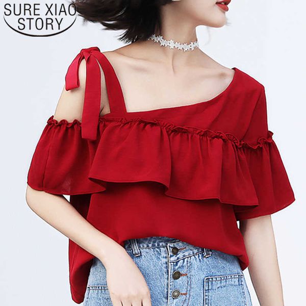 

women blouse and chiffon blouse ladies bow harajuku blouse shirts off shoulder womens clothing 3125 50 210527, White