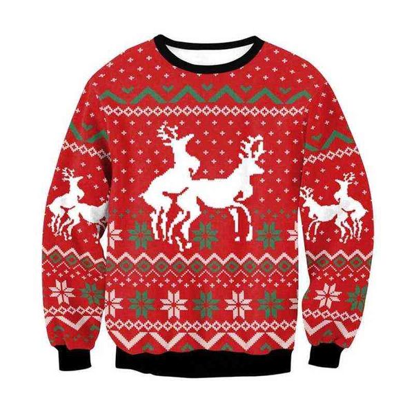 2021 Mannen Vrouwen Lelijke Print Kerst Trui Kerstboom Kat Zweet Shirt Losse Nieuwigheid Xmas Sweatshirt Tops Vrouwelijke Dropship Y1118