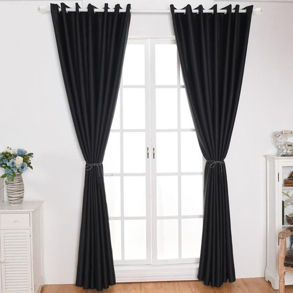

curtain & drapes blackout curtains black thermal insulating room darkening for living 55"x96" fabric blue solid bedroom