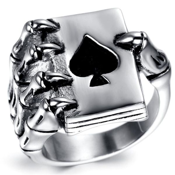 

cluster rings hiphop cool product poker spade ring factory price jewelry, Golden;silver