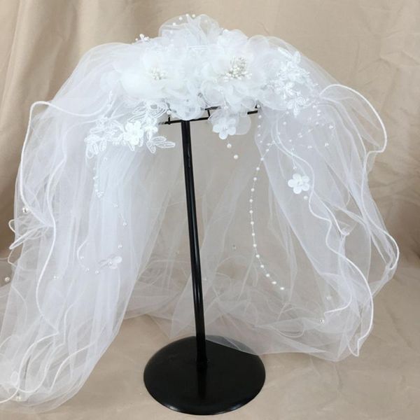 

other event & party supplies 4 layers faux pearl beading soft tulle short wedding veil vintage artificial flower lolita bridal hair accessor