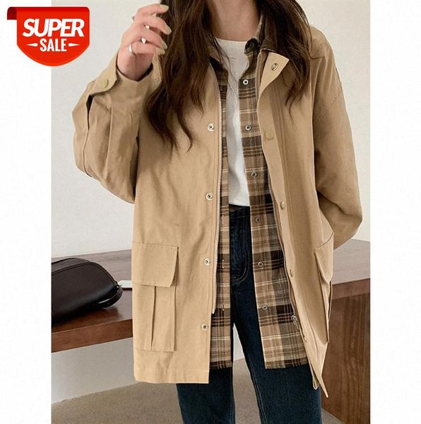 

tg corduroy splicing jacket mid-length long-sleeved lapel tooling female 12719 #so5z, Black;gray