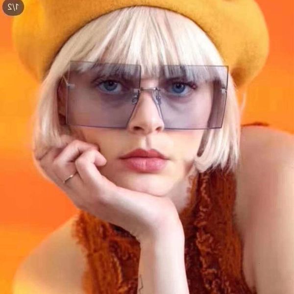 

sunglasses fashionable sun frames designer brand luxury rimless women oversized vintage sunglasses men fashion big lens square retro uv400 s, Black