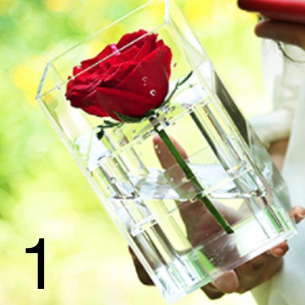 

gift wrap acrylic makeup organizer box candy holder rose flower with lid for valentine's day