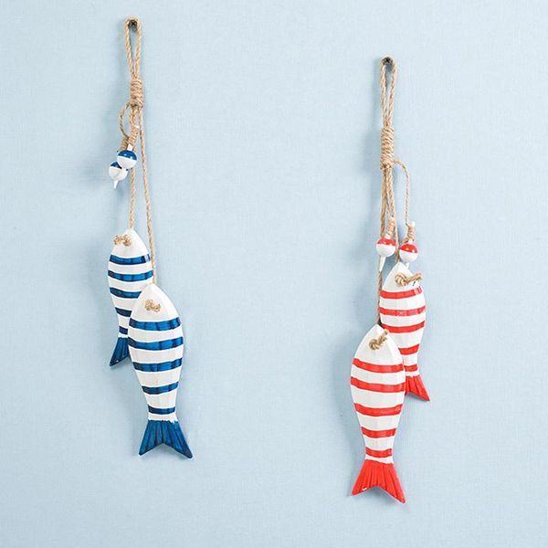 

decorative objects & figurines 1pc small fishing line mediterranean ocean series wooden fish string pendant net background decoration