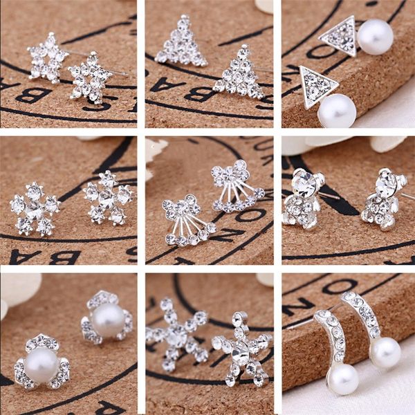 

korean version jewelry ins flower stud fashion pearl earrings accessories girl earring 9102, Golden;silver
