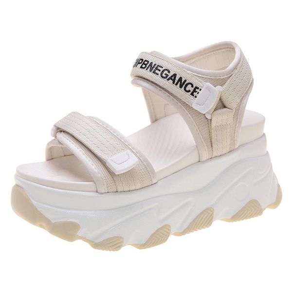 

summer platform sandals women wedge sport 8.5cm high heel gladiators fashion sneakers creepers comfortable shoes, Black
