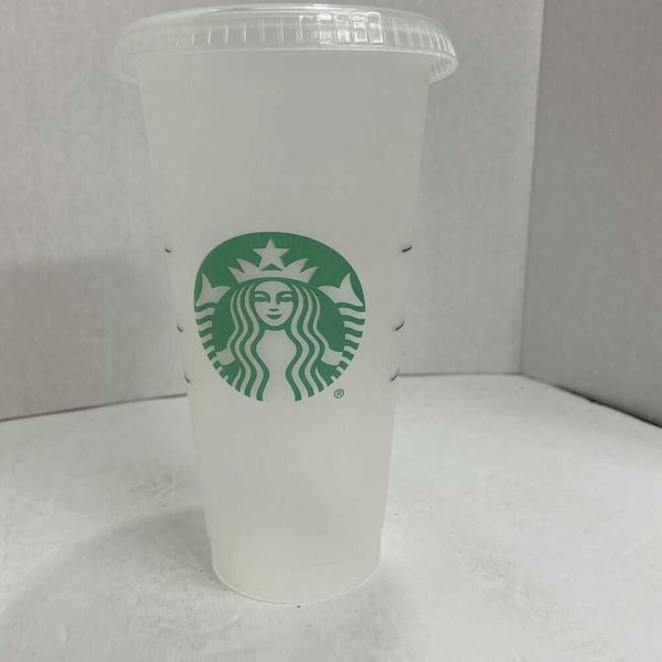 

frosted plastic reusable cold cup 24oz tumbler green with cover