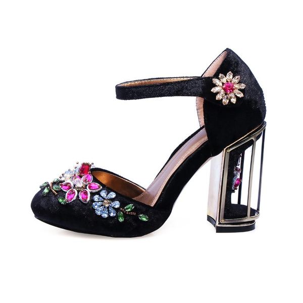 

carole levy 2021 summer style with high heels suede large size strange celebrity sandals, Black