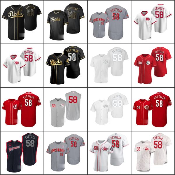 

cincinnati reds men 58 luis castillo women youth jersey, Black;red