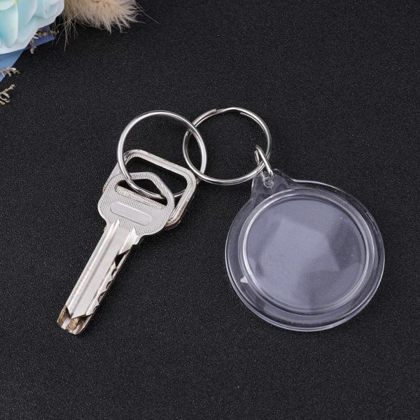 

frames 100pcs circular transparent blank acrylic insert po picture frame keyring keychain key holder diy ring chain gift