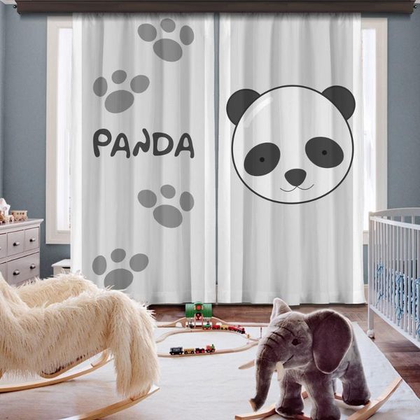 

cipcici panda 2 panel curtain kids living room decorative grey child boy girl plain curtains animals baby & drapes