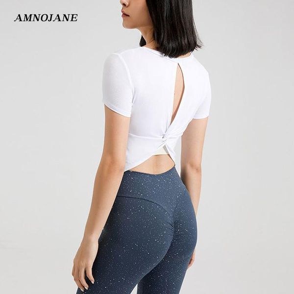 

yoga outfit sport shirt fitness crop woman sports mesh clothes workout running jacket women shirts gym wear open back
