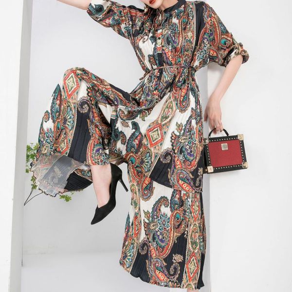 

women's two piece pants vanovich european and american printed lace pleated loose pant sets 2021 autumn bohemian matching pieces, White