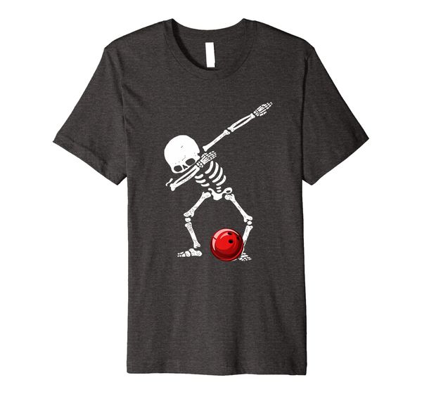 

dabbing bowling skeleton bowler t-shirt, White;black