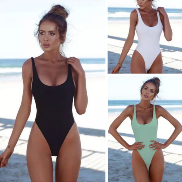

bikini 2021 color one-piece swimsuit women's high fork large amount of open back, White;black