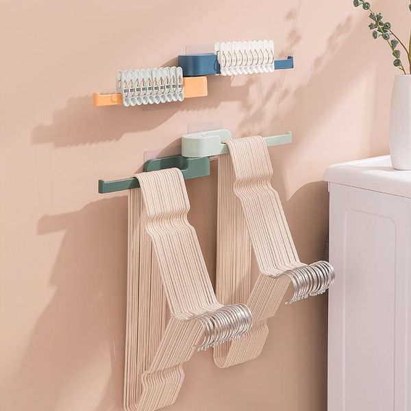 

hanger storage rack punch-balcony organizing folding adhesive hook clothes organizer hooks & rails