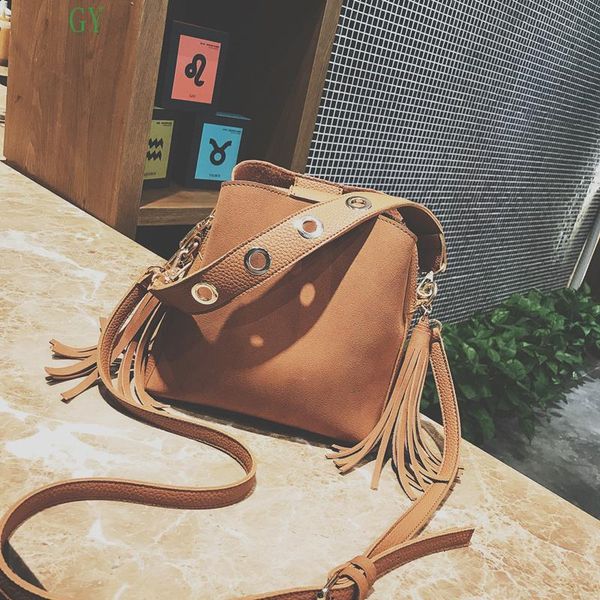 

evening bags brand designer frosted leather bucket bag retro messenger shoulder 2021 fashion lady handbag