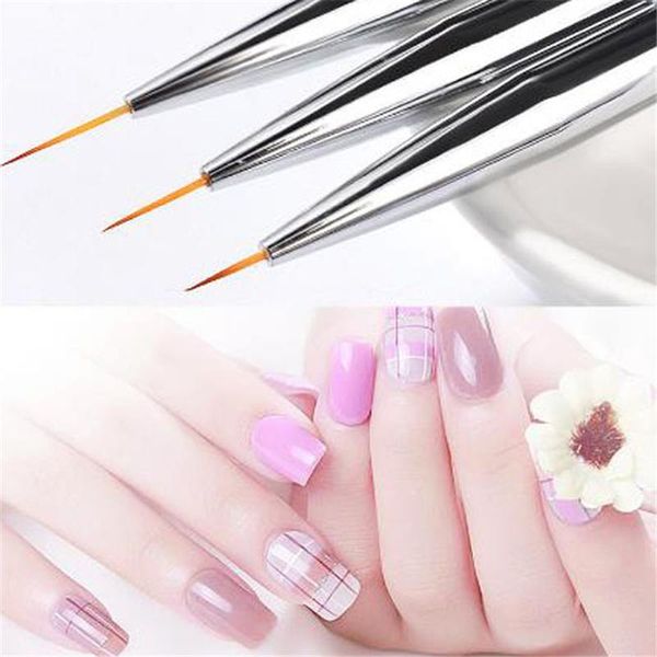 

nail brushes 3pcs/set kit women painting pen brush liner set drawing tools diy manicure make up tool, Yellow