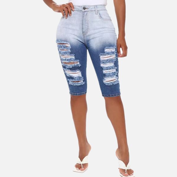 

jeans for women 2021 fashion elastic color changing blue small foot women's pants