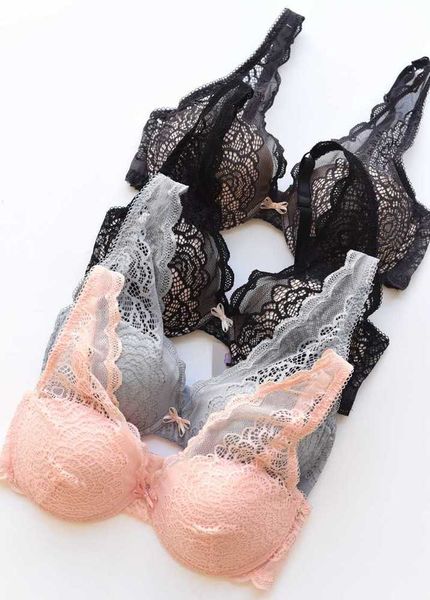 

single thin lace comfortable bra deep v gathered lingerie, Red;black