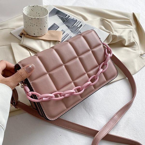 

evening bags designer fashion lattice pattern leather shoulder for women 2021 summer casual female chain totes travel small square bag