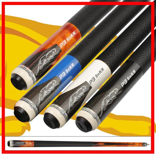 

p3 billiard pool cue stick/kit with 13mm 11.5mm 10mm tips black white blue orange colors china cues
