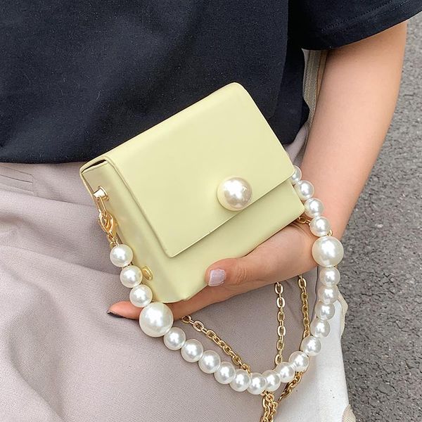 

cross body mini pearl chain small square bag