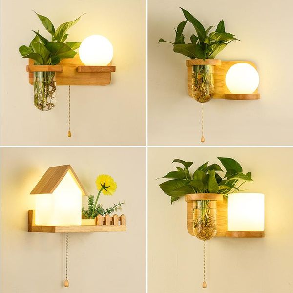 

wall lamp nordic art decoration simple creative light original wood for store bedroom el bar living room project