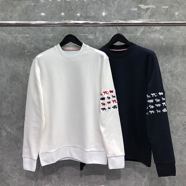 

men's hoodies & sweatshirts 2021 fashion tb tom brand spring and autumn menswear loose cotton embroidered animal sweater casual collar, Black