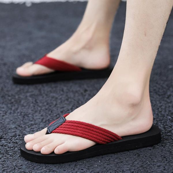 

slippers flip flops man 2021 men shoes summer outdoor beach sandals anti-slip zapatos hombre casual, Black
