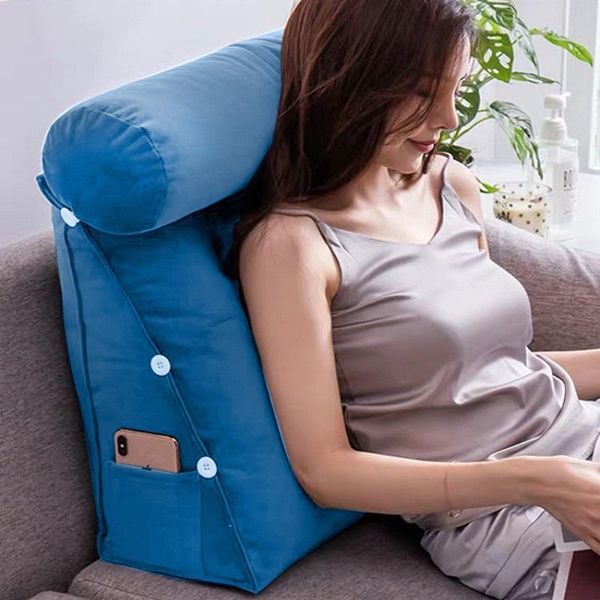 

cushion/decorative pillow reading backrest with headrest plush bedside cushion triangle lumbar support sofa pp cotton removable tatami cushi