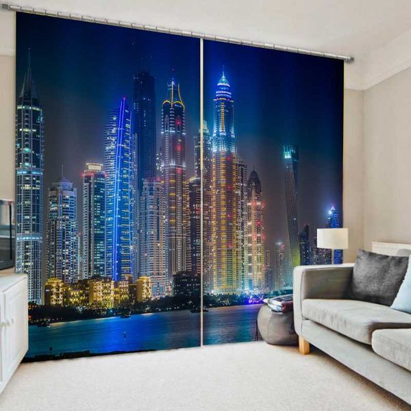 

curtain & drapes luxury blackout 3d window curtains for living room bedroom blue night building