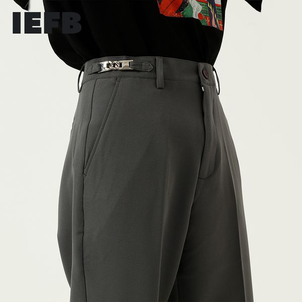 

iefb men's wear summer korean simple solid color suit pants men's trend design straight business trousers 9y7613 210524, Black